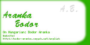 aranka bodor business card